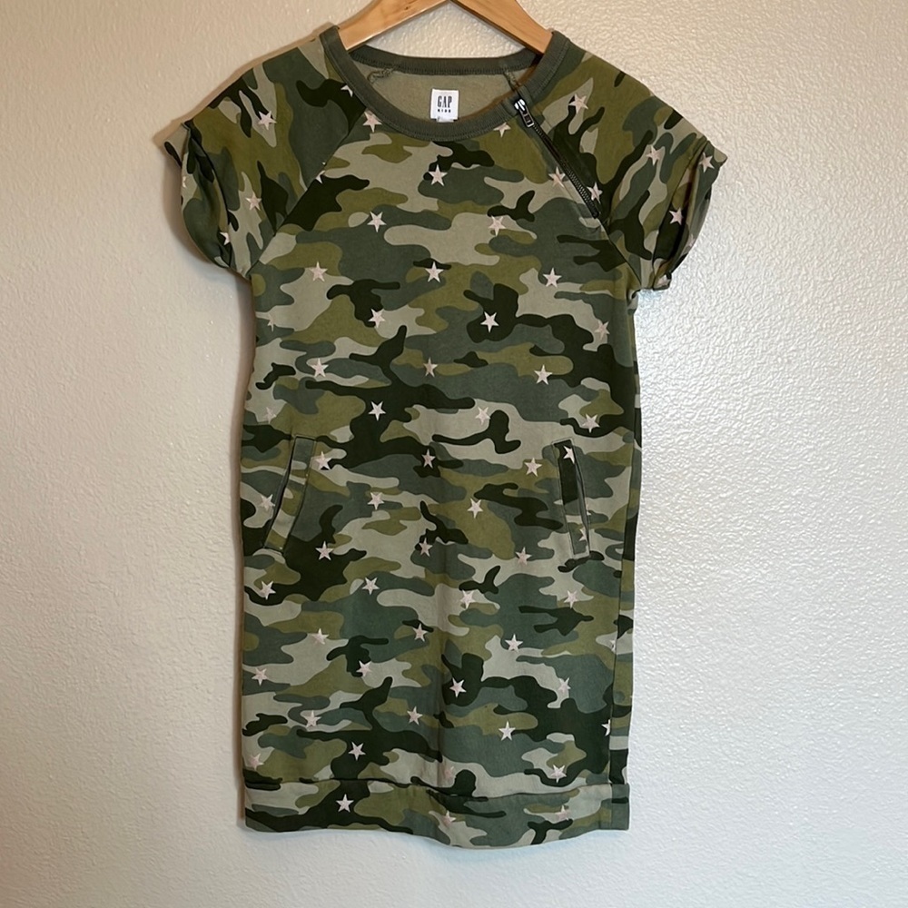 Gap Kids Short Sleeve Green Camo Cotton Dress